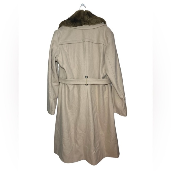 NWOT WORTHINGTON LINED WOOL BLEND FAUX FUR REMOVABLE COLLAR COAT WITH BELT - Picture 5 of 14
